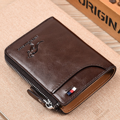 Cartera antirrobo de cuero genuino con protección RFID para hombre