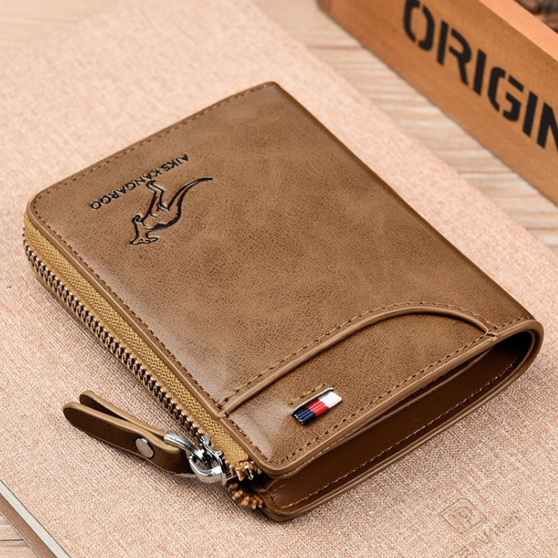 Cartera antirrobo de cuero genuino con protección RFID para hombre