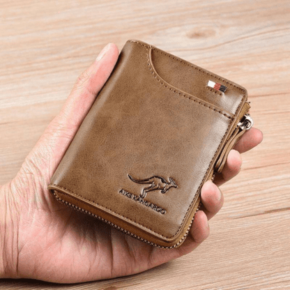 Cartera antirrobo de cuero genuino con protección RFID para hombre