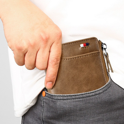 Cartera antirrobo de cuero genuino con protección RFID para hombre