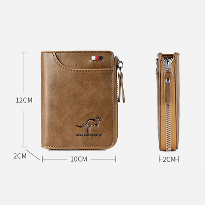 Cartera antirrobo de cuero genuino con protección RFID para hombre