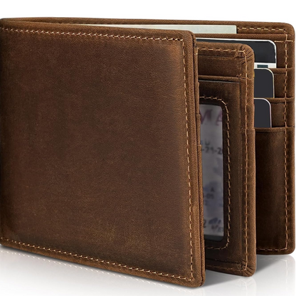 Cartera Bifold de Cuero Genuino para Hombre con Bloqueo RFID - StitchCraft