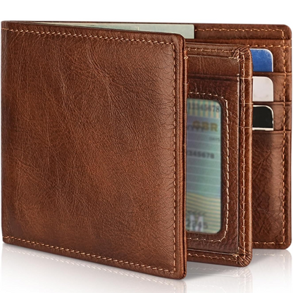 Cartera Bifold de Cuero Genuino para Hombre con Bloqueo RFID - StitchCraft