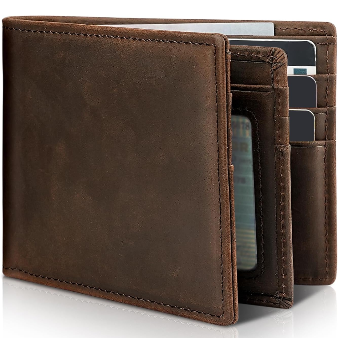 Cartera Bifold de Cuero Genuino para Hombre con Bloqueo RFID - StitchCraft