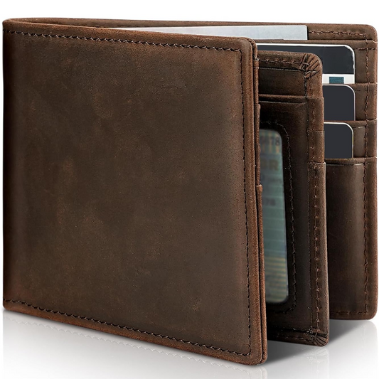 Cartera Bifold de Cuero Genuino para Hombre con Bloqueo RFID - StitchCraft