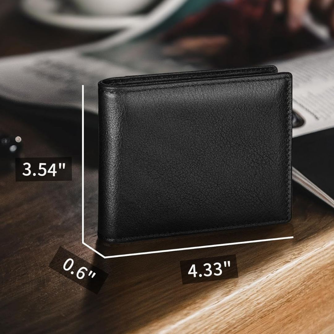 Cartera Bifold de Cuero Genuino para Hombre con Bloqueo RFID - StitchCraft