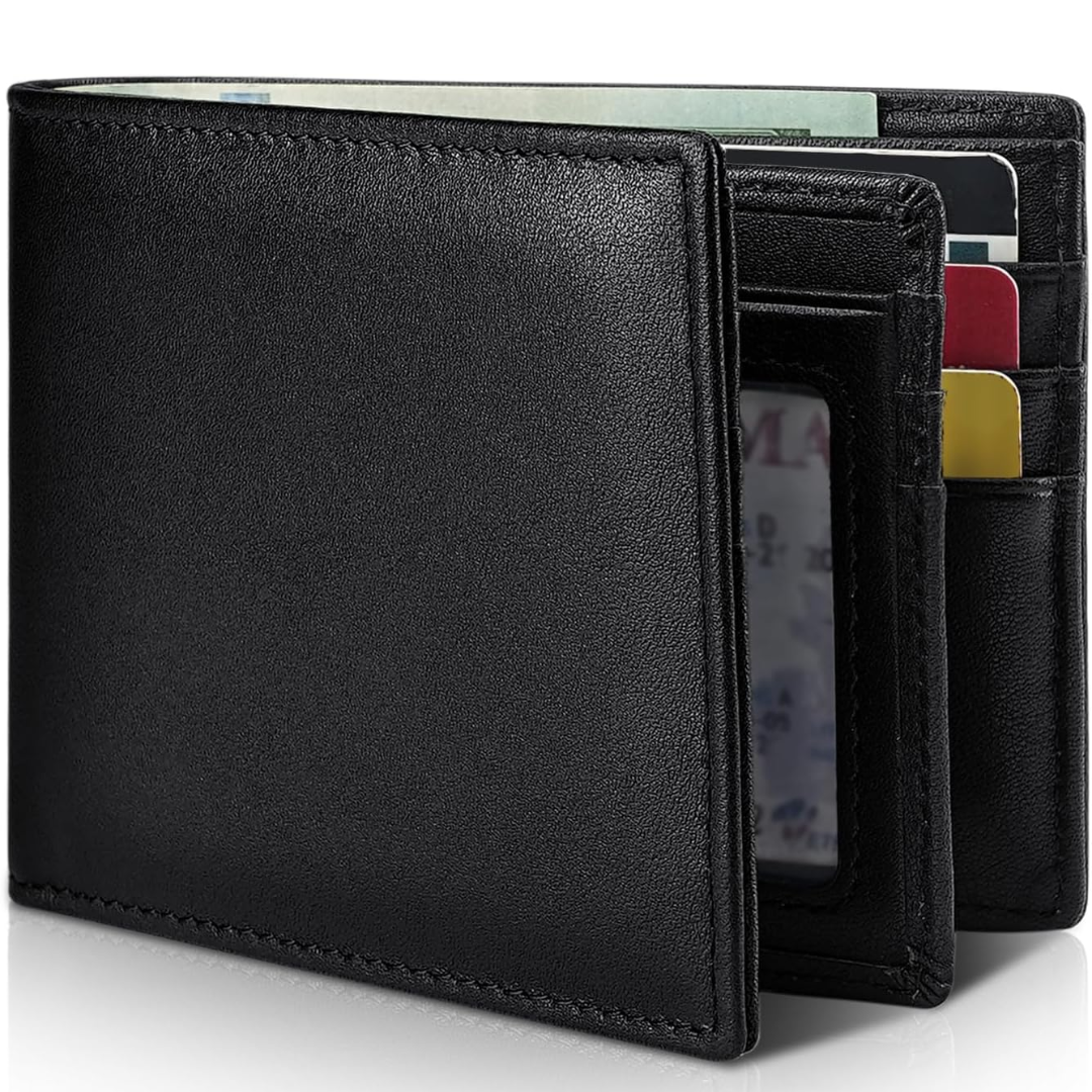 Cartera Bifold de Cuero Genuino para Hombre con Bloqueo RFID - StitchCraft