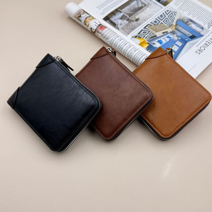 Cartera de piel con cremallera