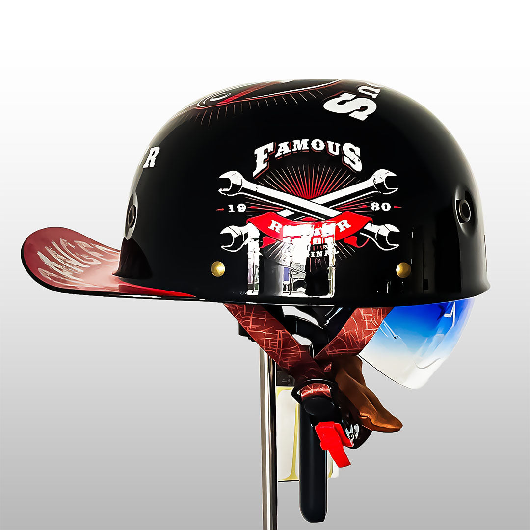 Casco de moto estilo gorra de béisbol