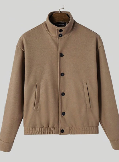 Cazadora bomber abotonada para hombre con efecto lana y cuello alto