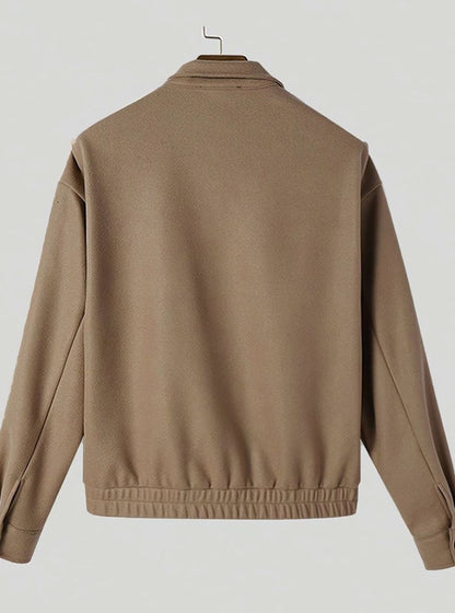 Cazadora bomber abotonada para hombre con efecto lana y cuello alto