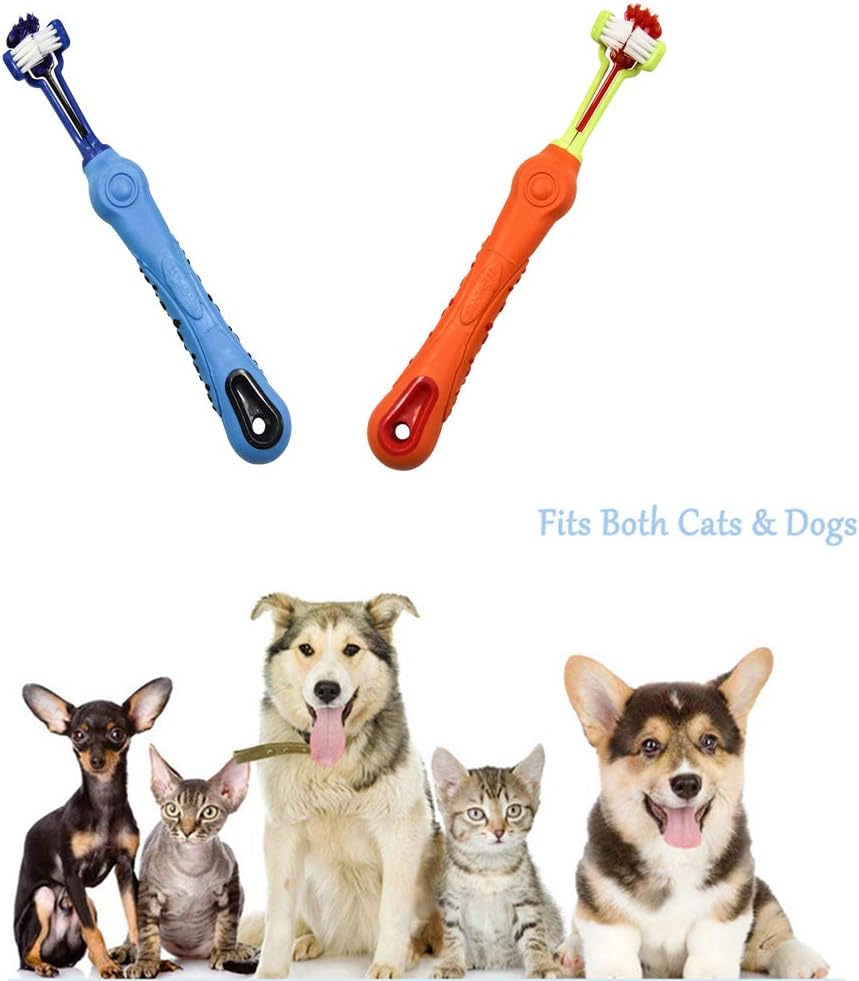 Cepillo de Dientes Triangular para Mascotas de 2 Piezas - Control de Sarro para Dientes Saludables