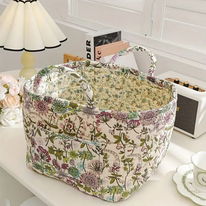 Cesta de Almacenamiento de Lona Floral Delicada