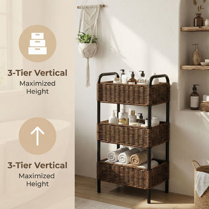 Cesta organizadora tejida de varios niveles para baño