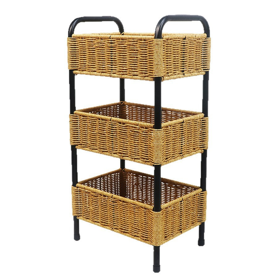 Cesta organizadora tejida de varios niveles para baño