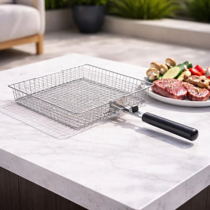 Cesta para Barbacoa de Acero Inoxidable | Distribución Uniforme del Calor | Giratoria