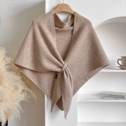 Chal triangular de lana de mujer para otoño e invierno