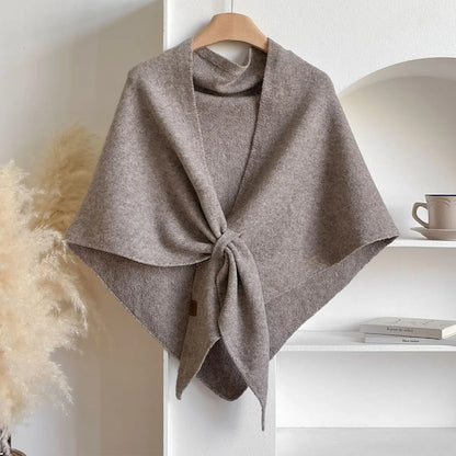 Chal triangular de lana de mujer para otoño e invierno