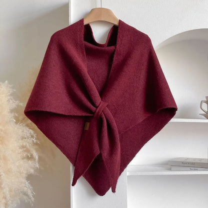 Chal triangular de lana de mujer para otoño e invierno