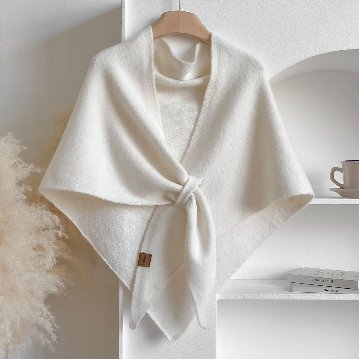 Chal triangular de lana de mujer para otoño e invierno