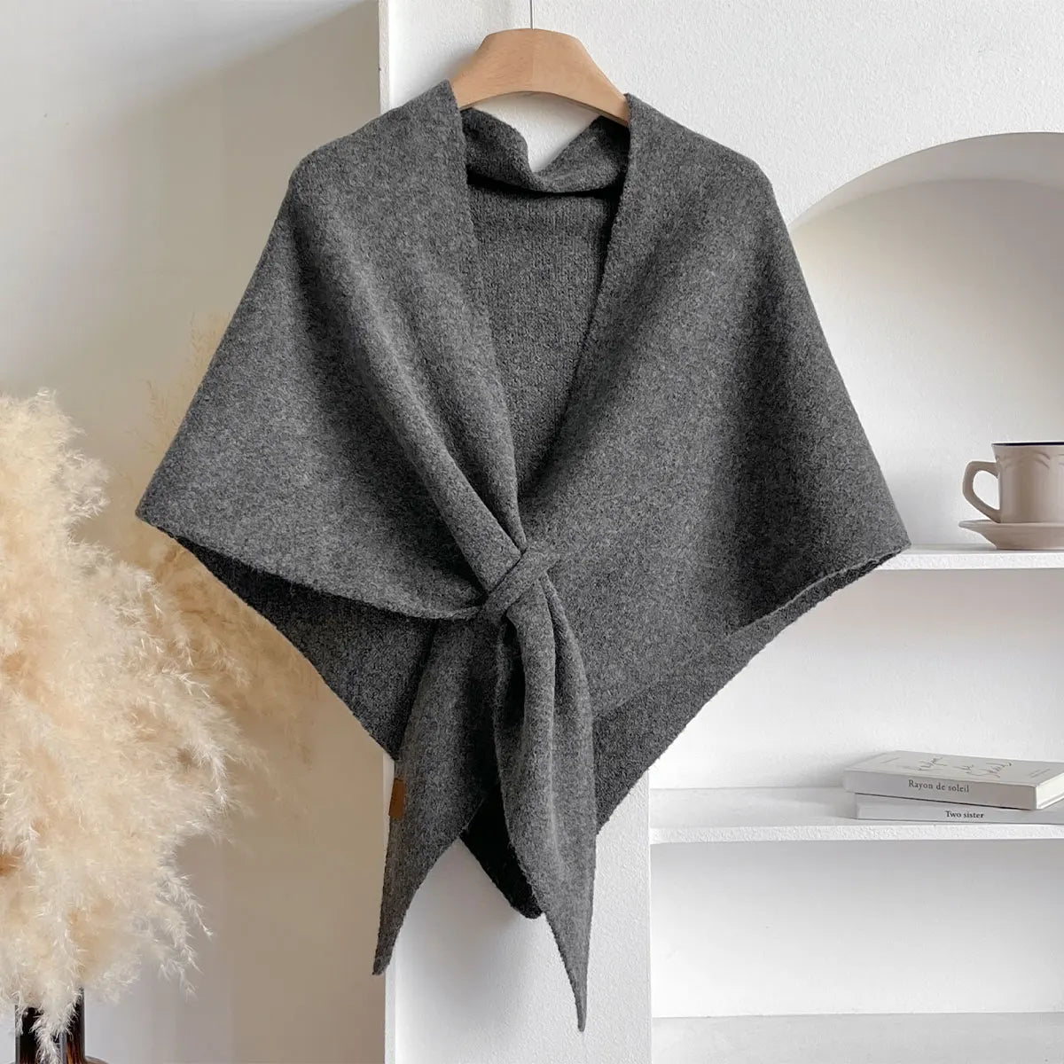 Chal triangular de lana de mujer para otoño e invierno