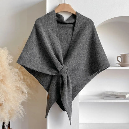 Chal triangular de lana de mujer para otoño e invierno