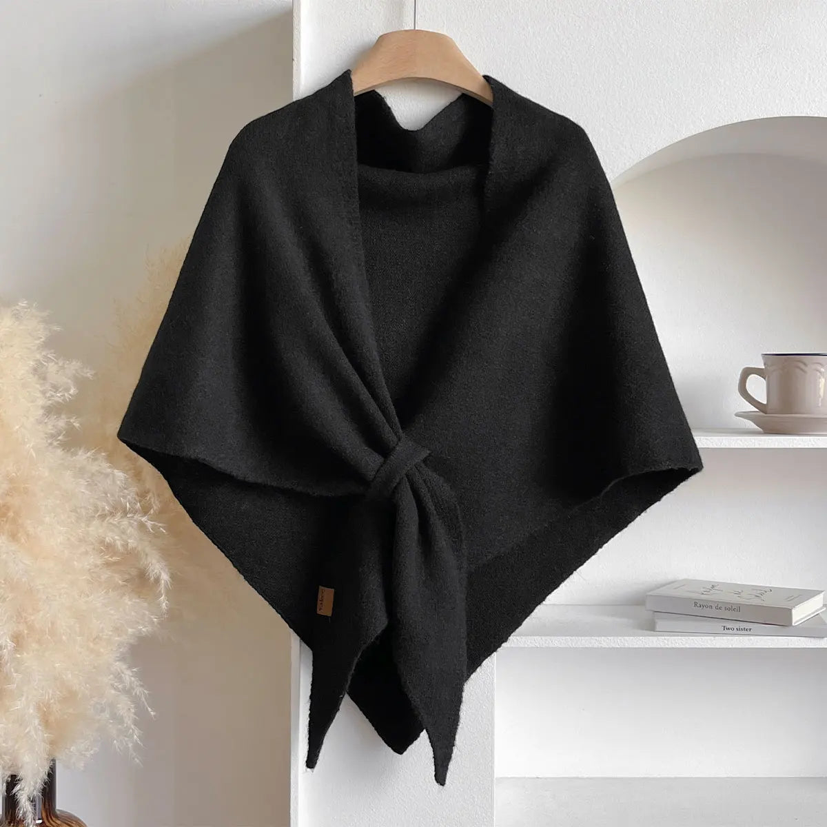 Chal triangular de lana de mujer para otoño e invierno