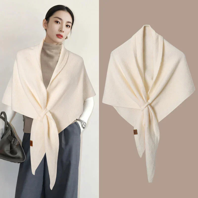 Chal triangular de lana de mujer para otoño e invierno