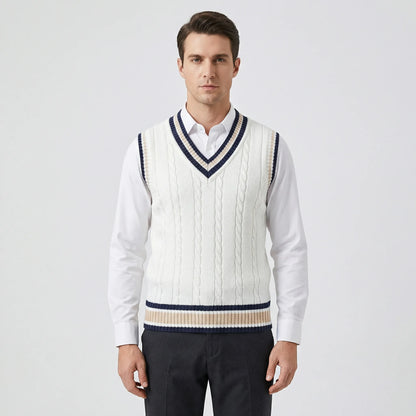 Chaleco de punto estilo universitario casual