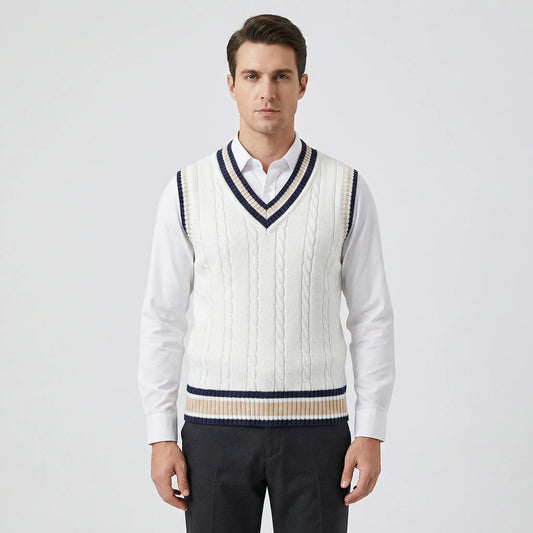 Chaleco de punto estilo universitario casual