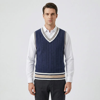 Chaleco de punto estilo universitario casual