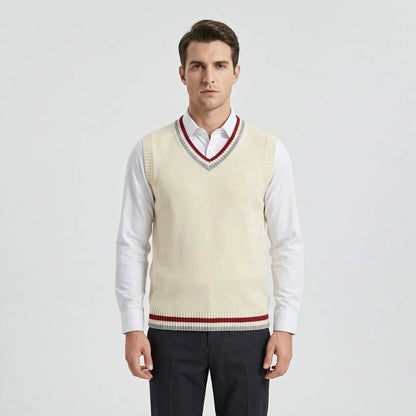 Chaleco de punto estilo universitario casual
