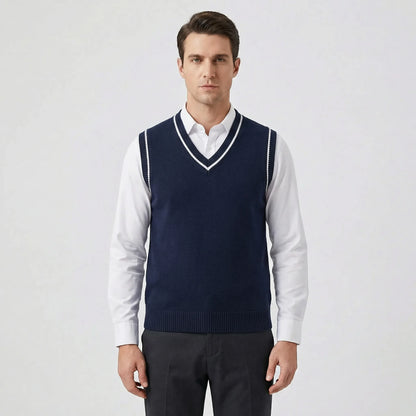 Chaleco de punto estilo universitario casual