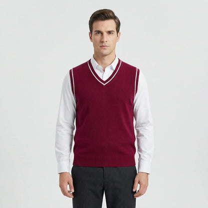 Chaleco de punto estilo universitario casual