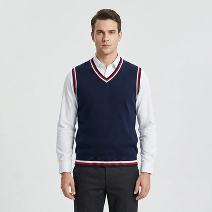 Chaleco de punto estilo universitario casual