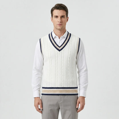Chaleco de punto estilo universitario casual
