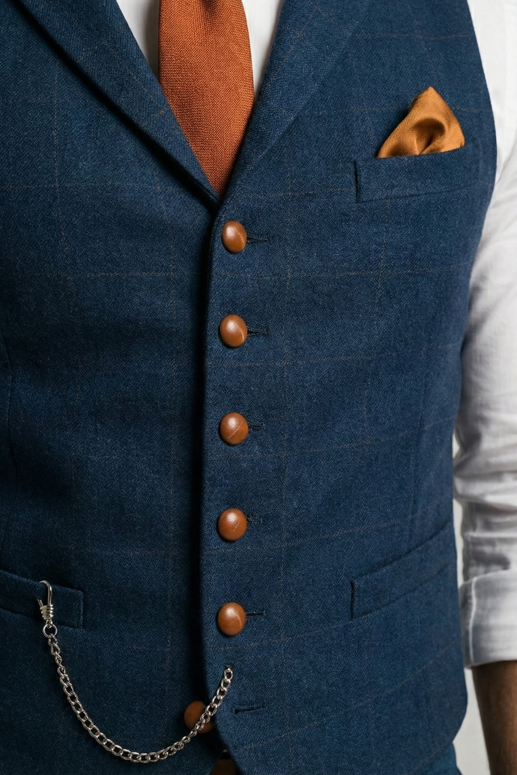Chaleco de tweed con cuello en V para hombre