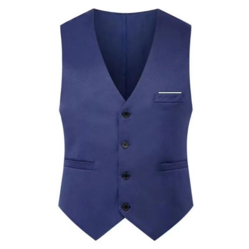 Chaleco elegante de satén con cuello en V y pantalón de traje slim fit para hombre