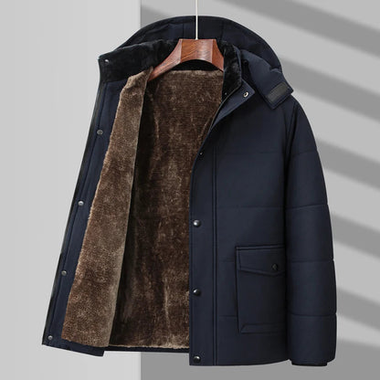 Chaqueta acolchada cálida con forro de pelo para hombre