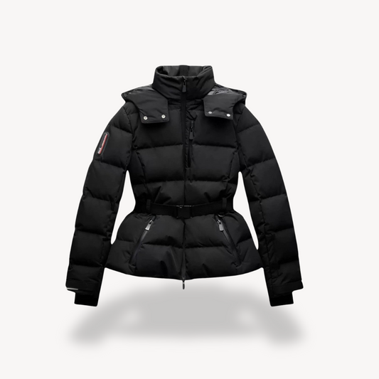 Chaqueta acolchada con cinturón para mujer