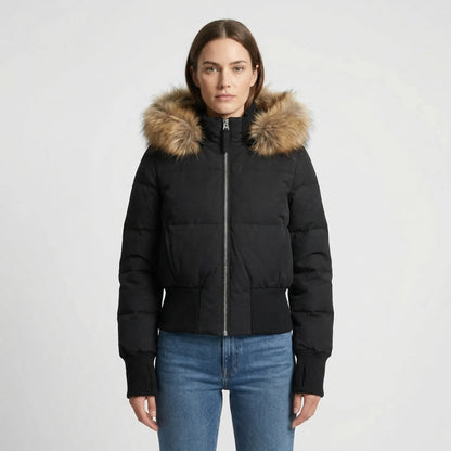 Chaqueta acolchada corta de invierno con capucha