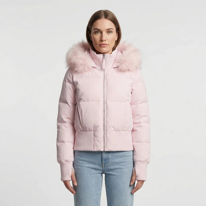Chaqueta acolchada corta de invierno con capucha