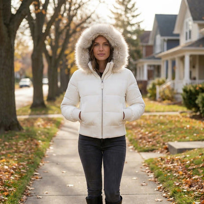 Chaqueta acolchada corta de invierno con capucha
