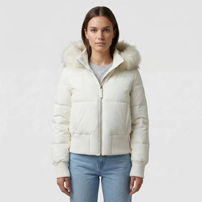 Chaqueta acolchada corta de invierno con capucha