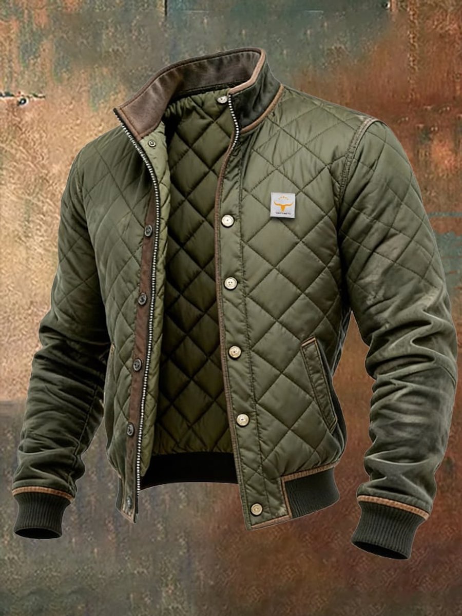 Chaqueta bomber acolchada con forro y cuello alzado para hombre