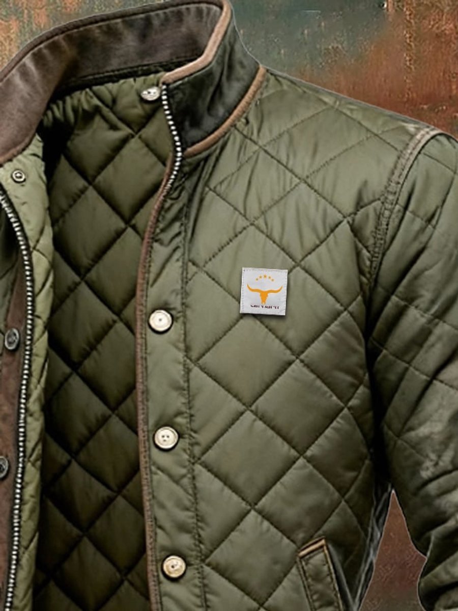 Chaqueta bomber acolchada con forro y cuello alzado para hombre