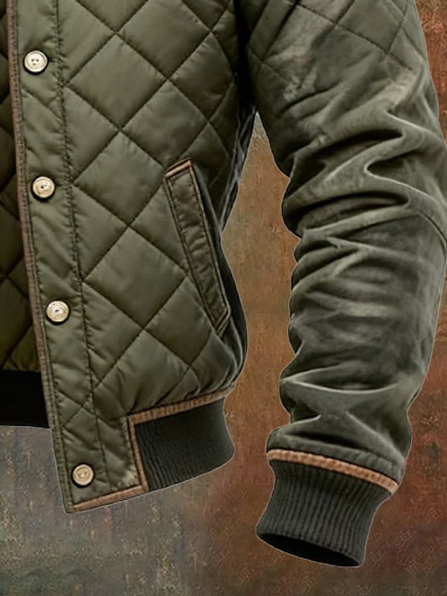 Chaqueta bomber acolchada con forro y cuello alzado para hombre