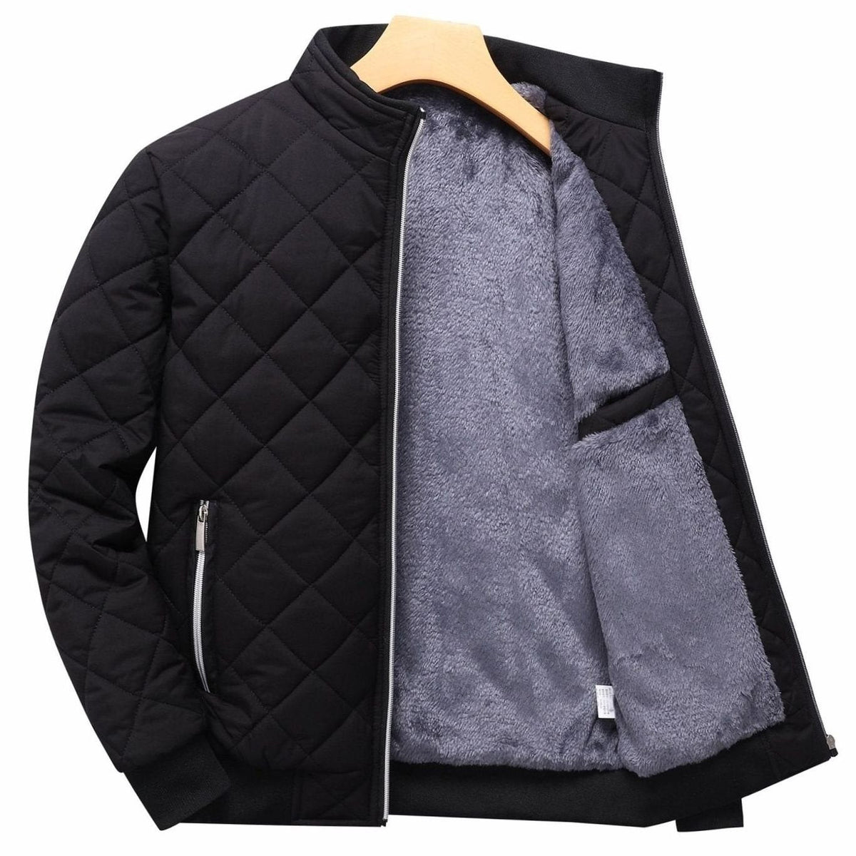 Chaqueta bomber acolchada para hombre con forro polar y cremallera completa
