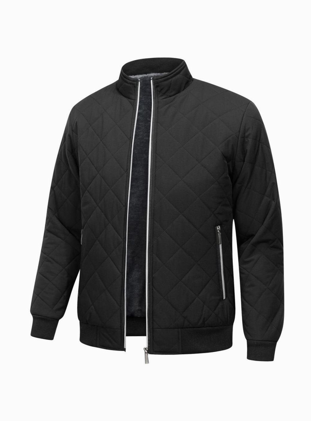 Chaqueta bomber acolchada para hombre con forro polar y cremallera completa