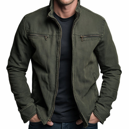 Chaqueta bomber ajustada para hombre con cuello alto y cremallera completa